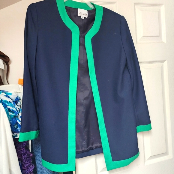 Navy blazer with Green trim - Picture 1 of 3
